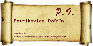 Petrikovics Iván névjegykártya